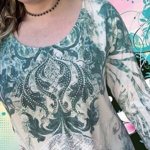 vtg y2k cal style boho grunge lace overlay bling bracelet sleeve dress, sz lg